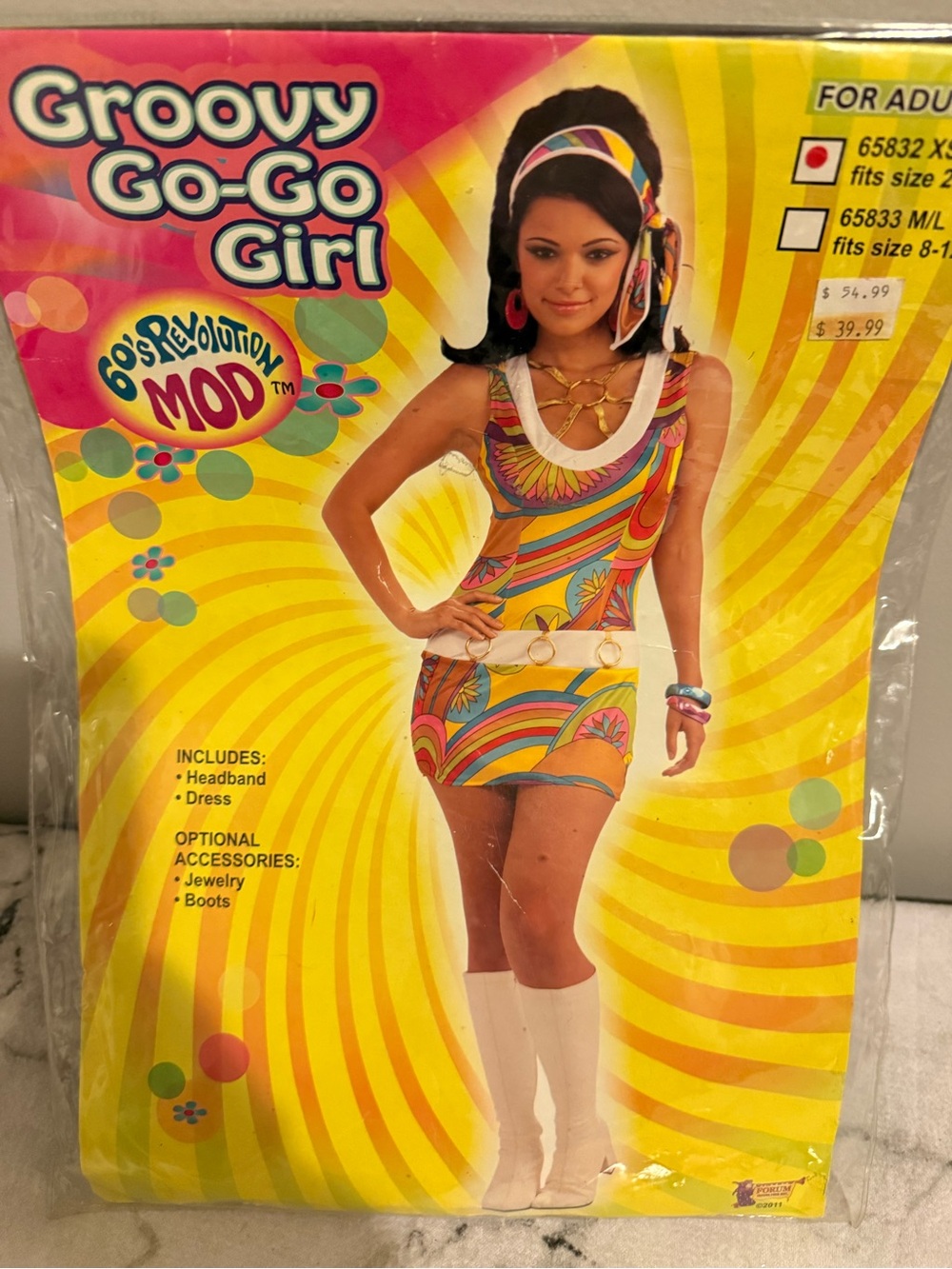 Groovy Go-Go Girl 60s Mod Multicolor Women's Dress with Headband